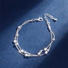 Load image into Gallery viewer, Silver Double Layers Stars Beads Bracelets
