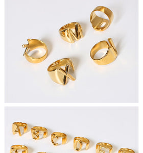 A-Z Letter Gold Color Metal Ring