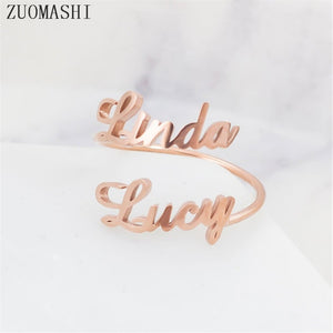 Custom Two Name Rings